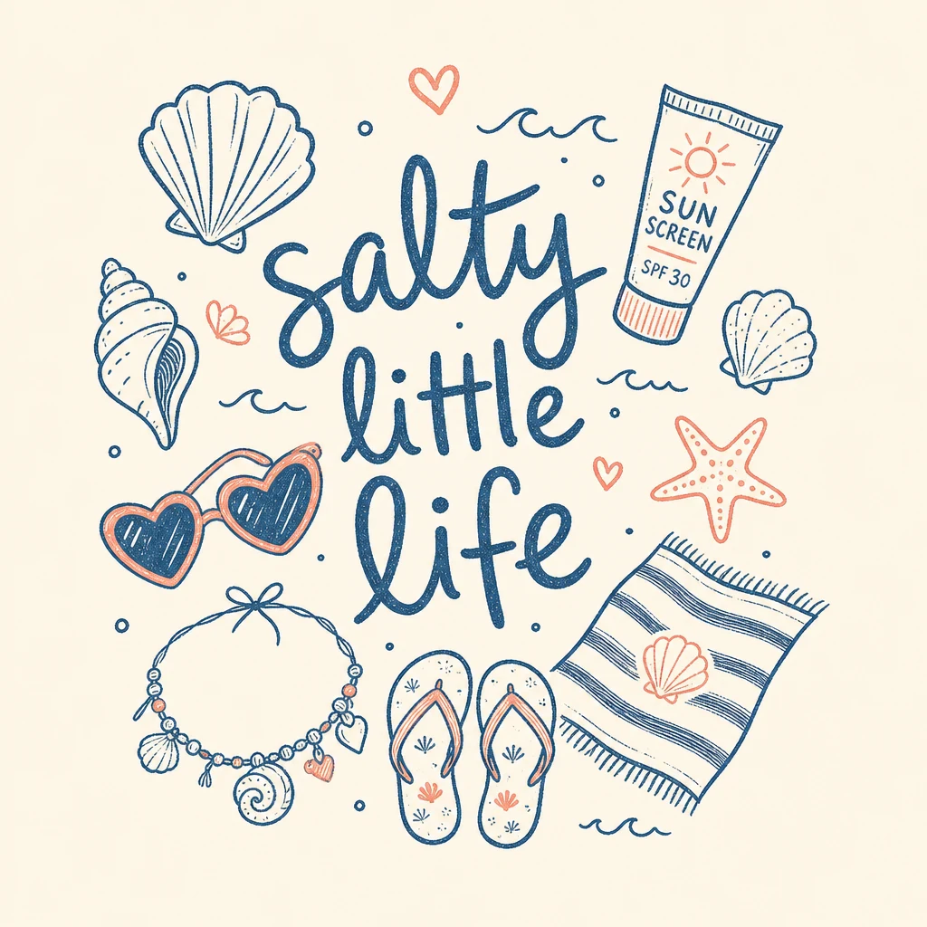 Пляжный принт Salty Little Life с рисованными деталями