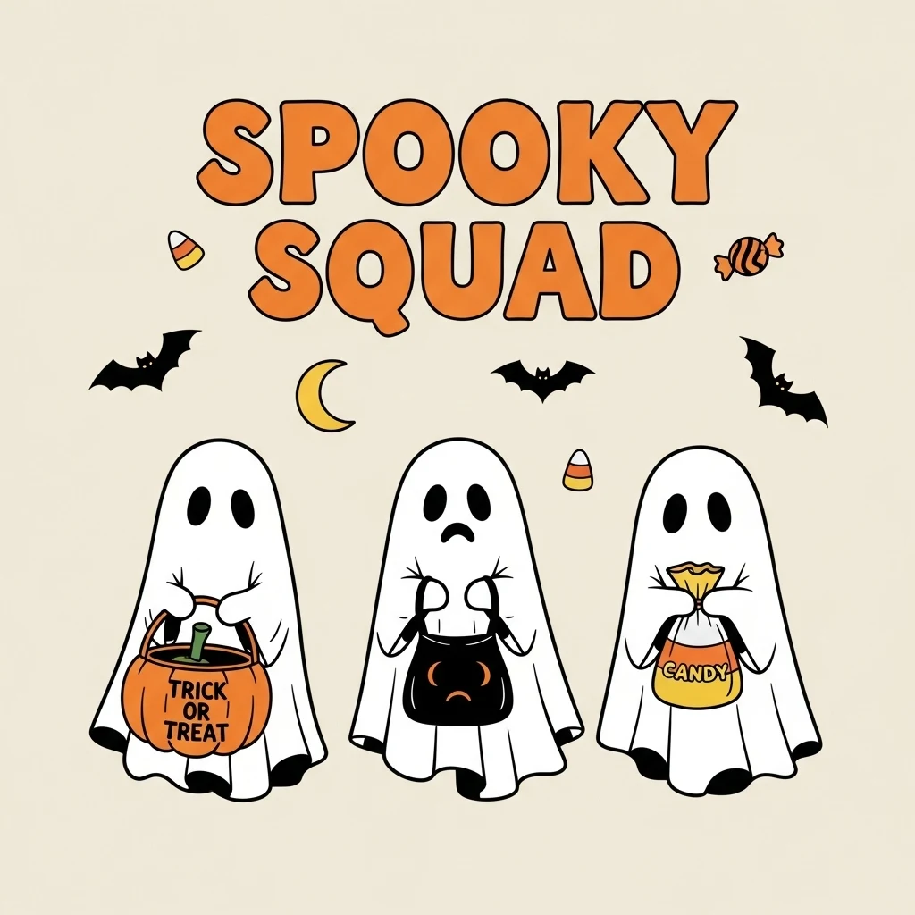 Дружная компания рисованных призраков Spooky Squad