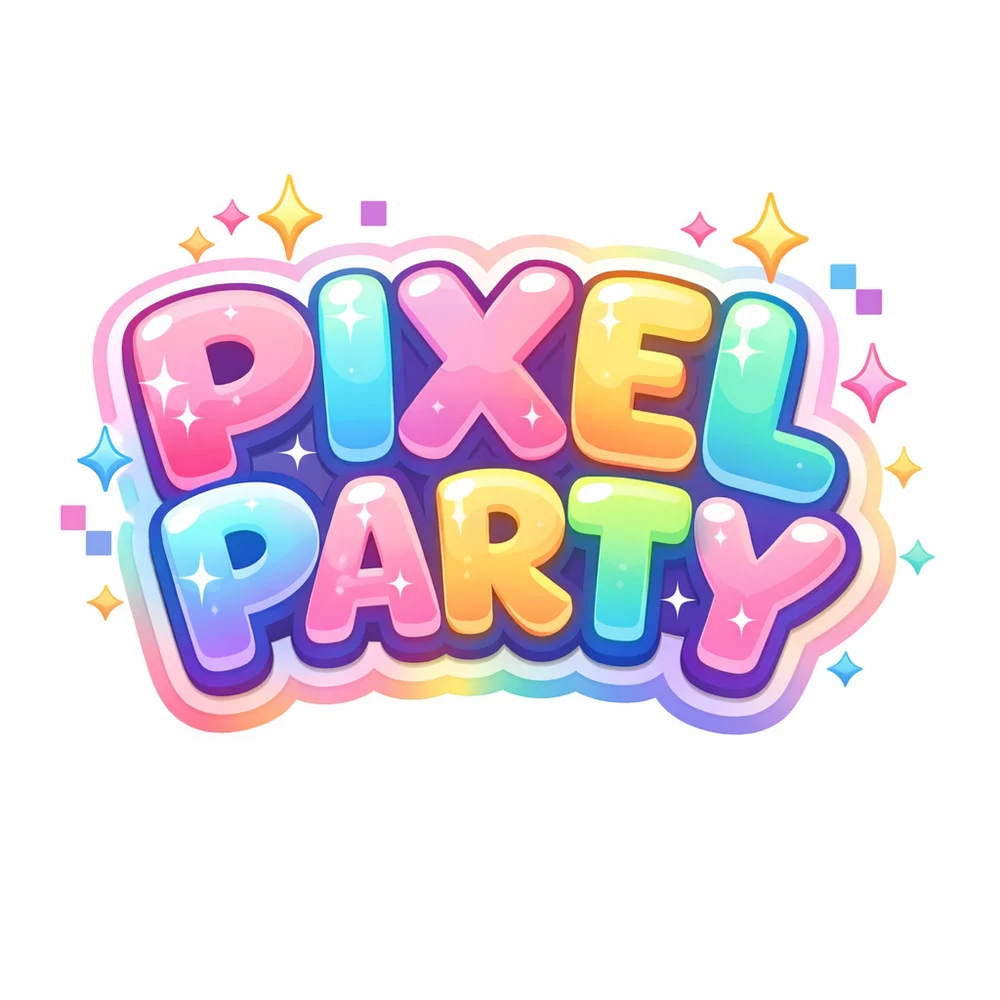 Объёмный игровой логотип Pixel Party